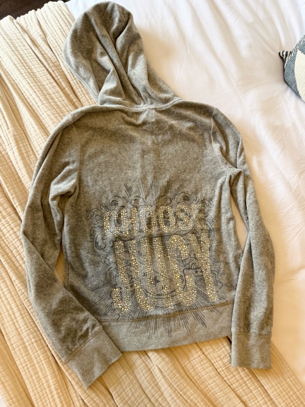 Juicy Couture Gray Velour Full Zip Hoodie - Grey - Size L